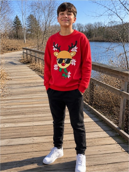 Other - BesserBay Christmas Reindeer Sweatshirt Kids Large Red